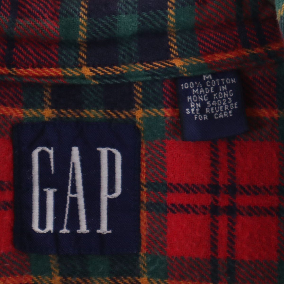 GAP ギャップ 90s オールド 長袖 チェックシャツ M レッド系 メンズ