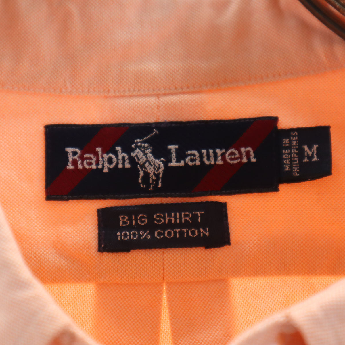 RALPH LAUREN ラルフローレン BIG SHIRT ビッグシャツ 長袖 オックスフォード ボタンダウンシャツ M サーモンピンク メンズ