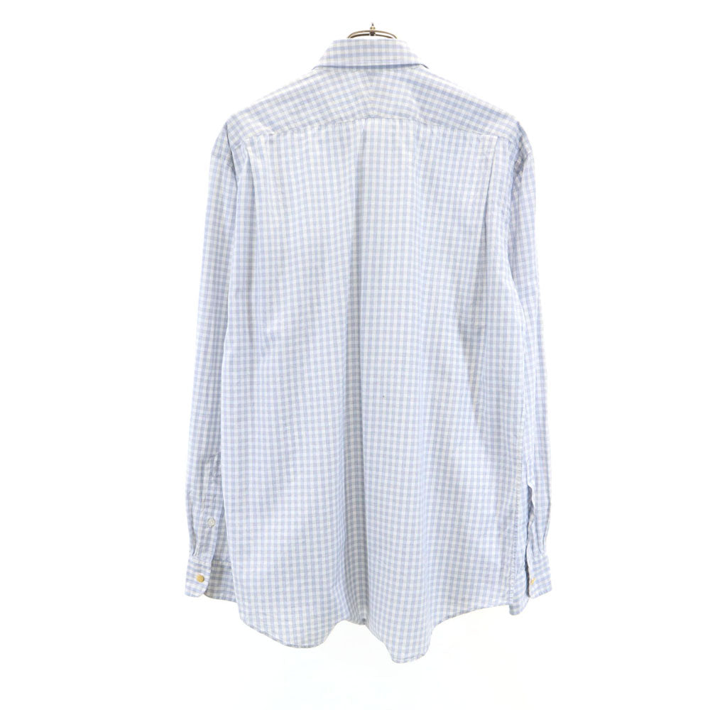エルメス フランス製 チェック柄 長袖 ボタンダウンシャツ 42 ホワイト 他 HERMES メンズ