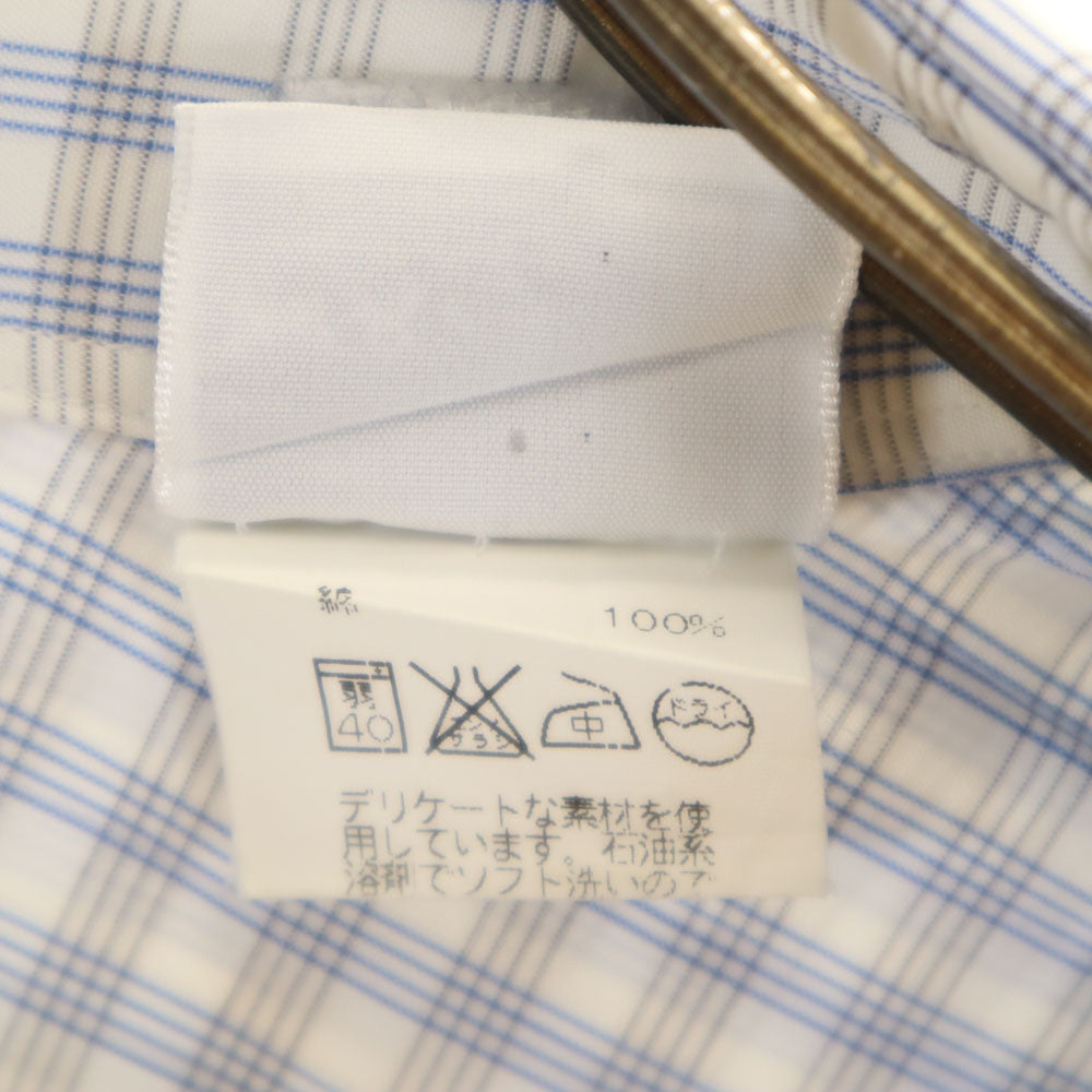 エルメス フランス製 チェック柄 長袖 ボタンダウンシャツ 42 ホワイト 他 HERMES メンズ