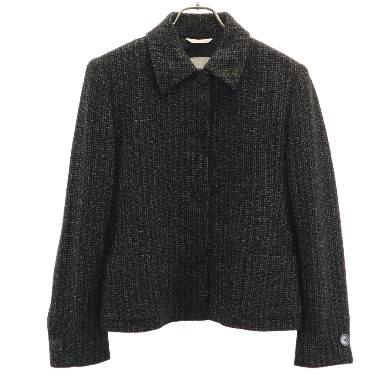 MAX MARA マックスマーラ ウールブレンド 総柄 ジャケット 40 黒系 レディース