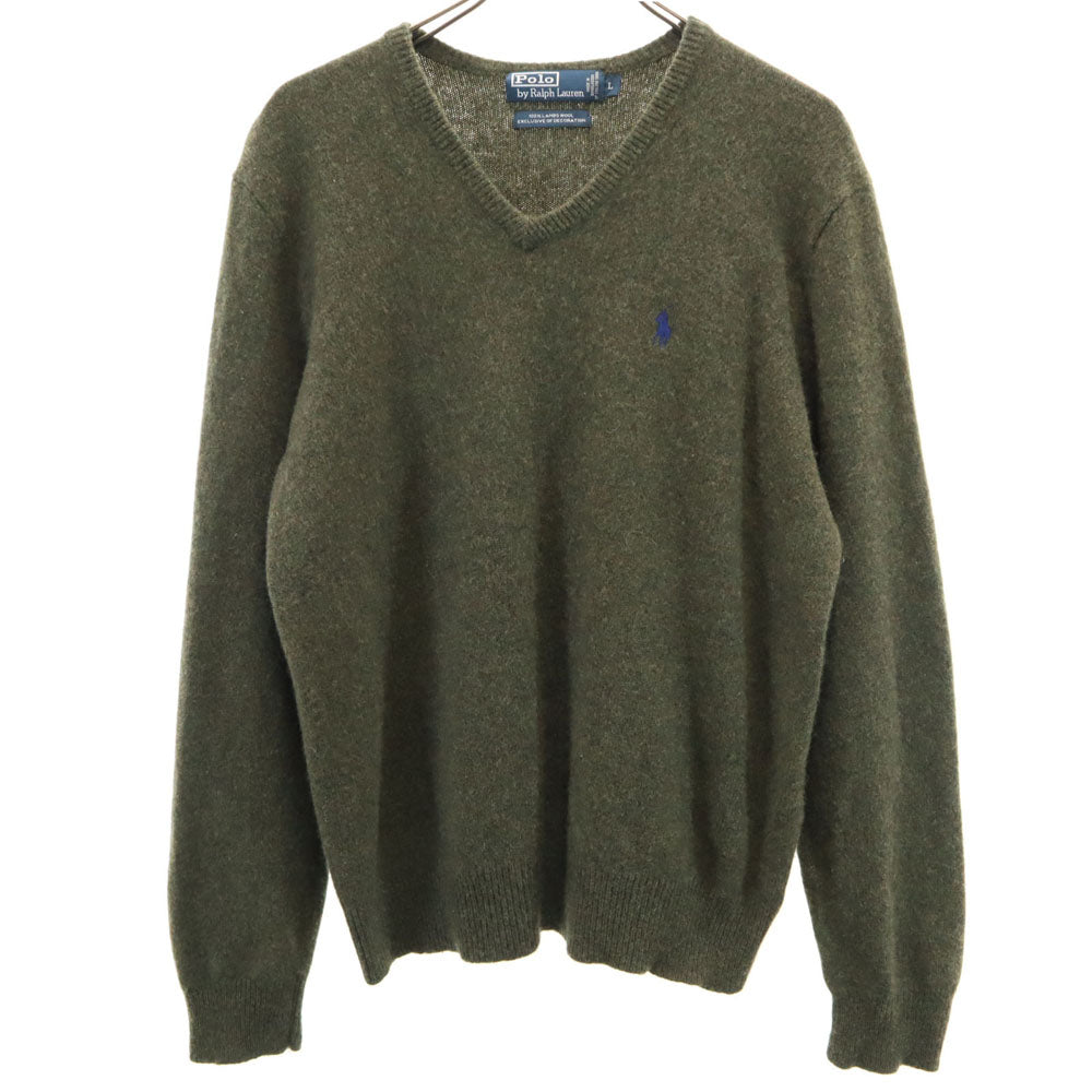 Polo by Ralph Lauren ポロバイラルフローレン 長袖 Vネック セーター L カーキ ニット メンズ