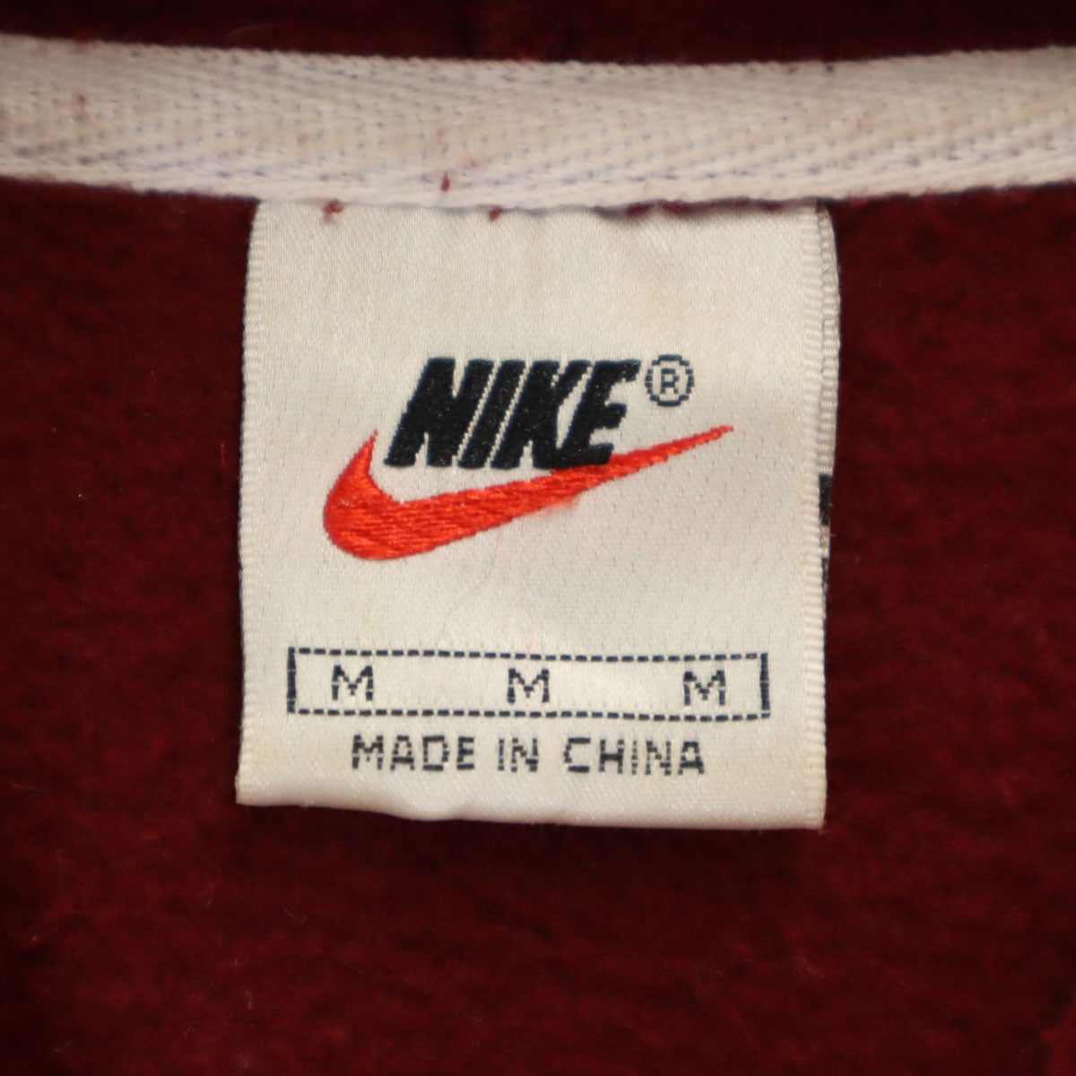NIKE ナイキ 90s 00s オールド 白タグ 長袖 パーカー M バーガンディー 裏起毛 メンズ