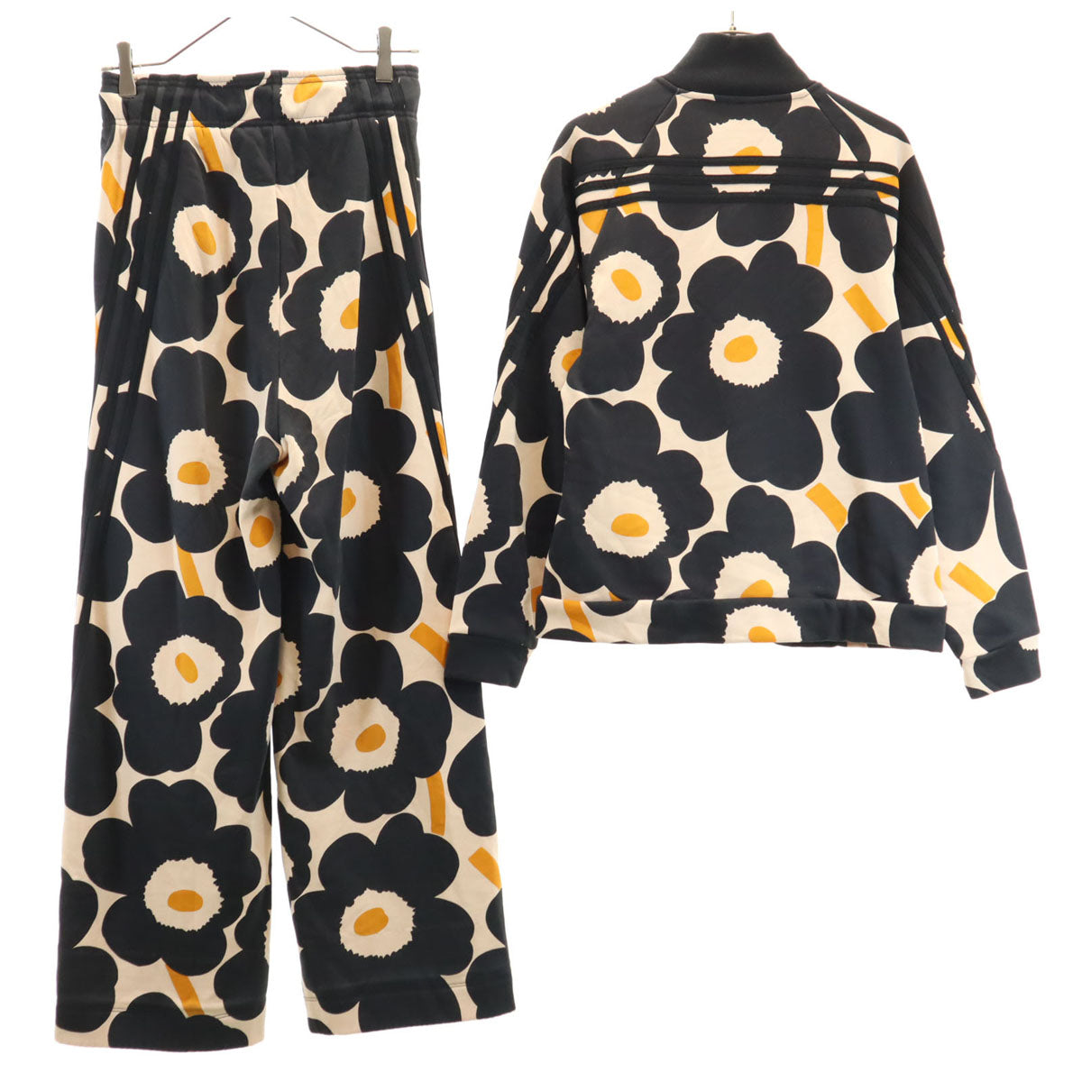 adidas アディダス MARIMEKKO マリメッコ コラボ スウェット ジップパーカー 上下 セットアップ M 黒系 レディース