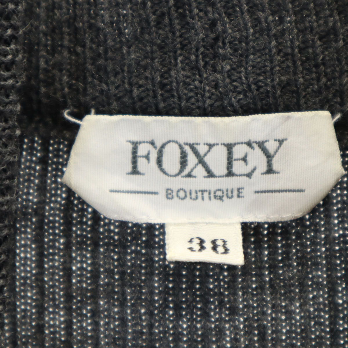 FOXEY フォクシー ウール 長袖 切替 ワンピース 38 グレー系 レディース