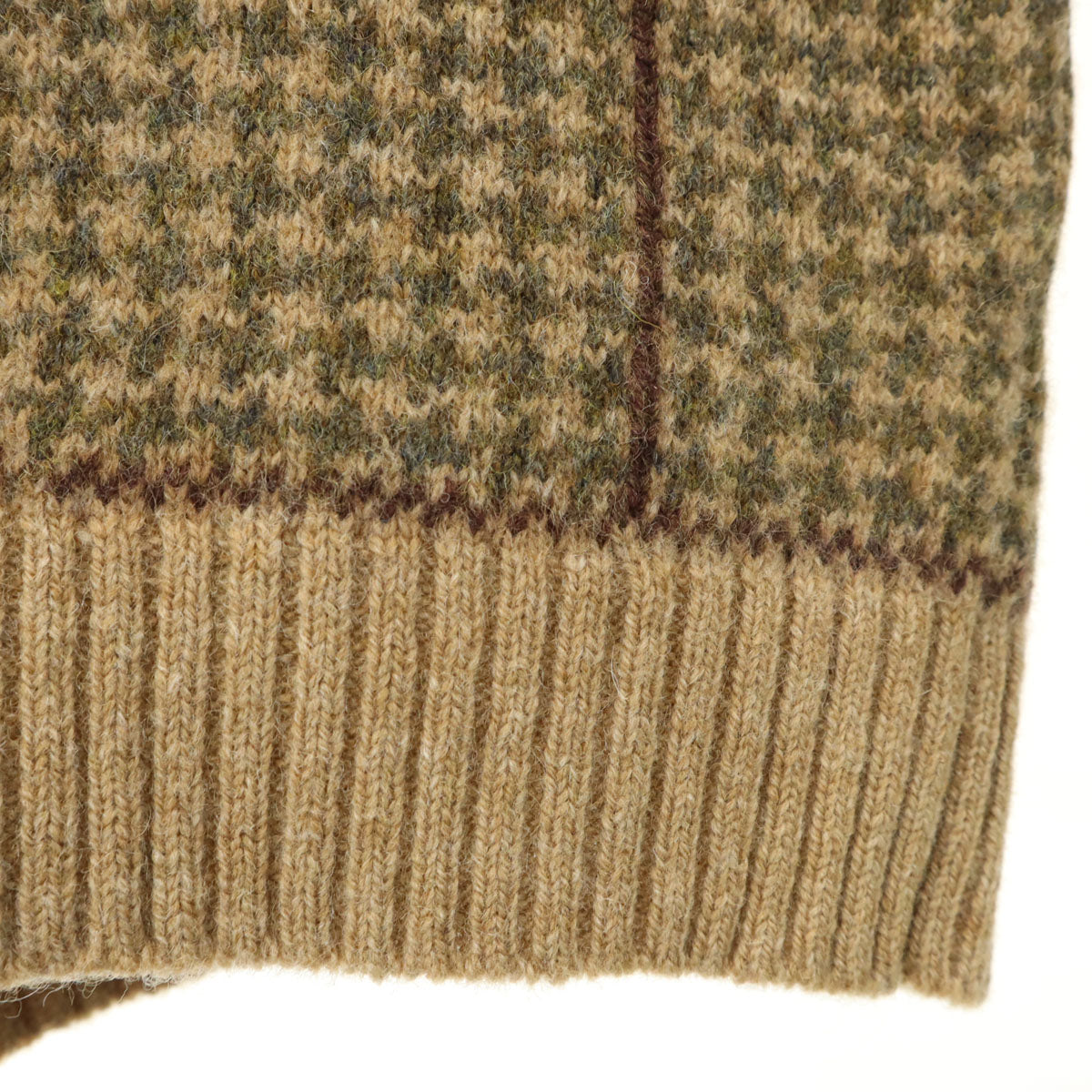 Brooks Brothers ブルックスブラザーズ 90s ウール オールド 総柄 長袖 Vネック セーター M ベージュ系 ニット メンズ