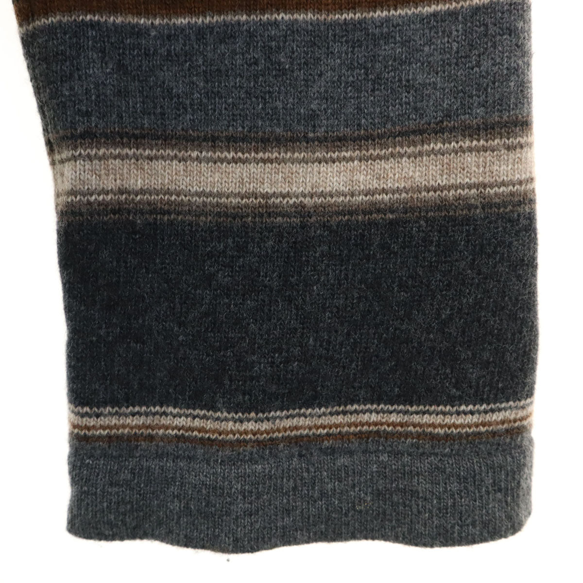 WEEKENDS ウィークエンド Max Mara ボーダー 長袖 裾フリンジ ハイネック セーター L グレー系 ニット メンズ