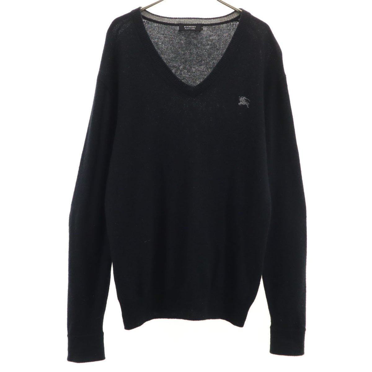 BURBERRY BLACK LABEL バーバリーブラックレーベル カシミヤブレンド 長袖 Vネック セーター 3 ブラック 三陽商会 メンズ