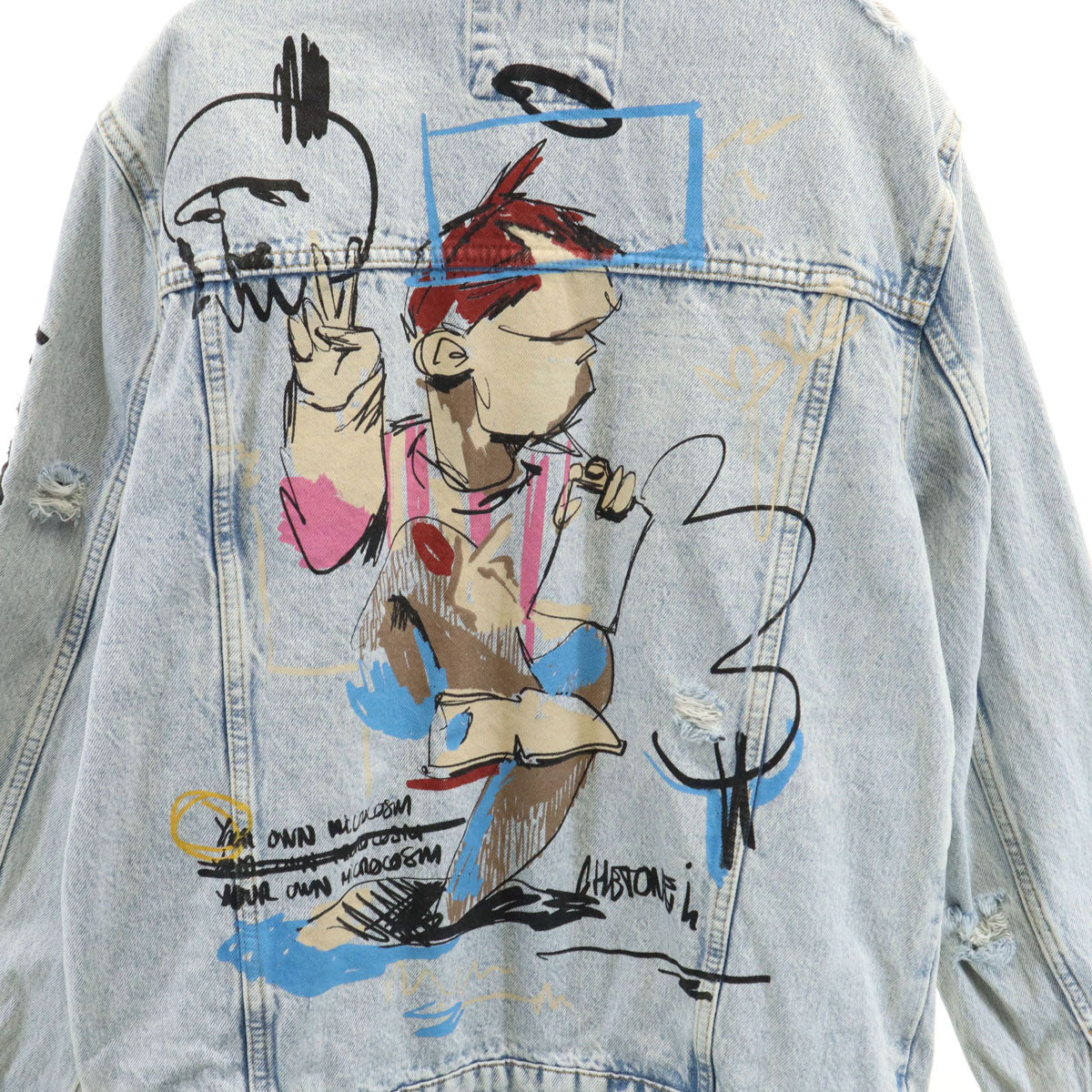 ZARA ザラ デニムジャケット M クラッシュ ペイント加工 メンズ