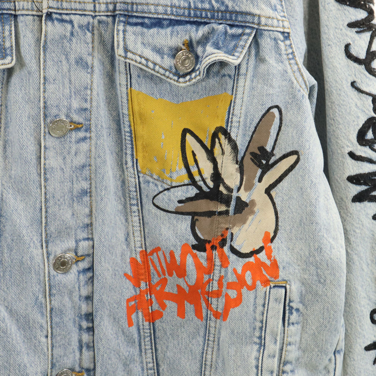 ZARA ザラ デニムジャケット M クラッシュ ペイント加工 メンズ