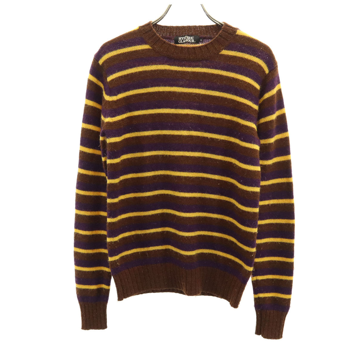 HYSTERIC GLAMOUR ヒステリックグラマー ウール 100% ボーダー柄 長袖 セーター S ブラウン系 ニット メンズ