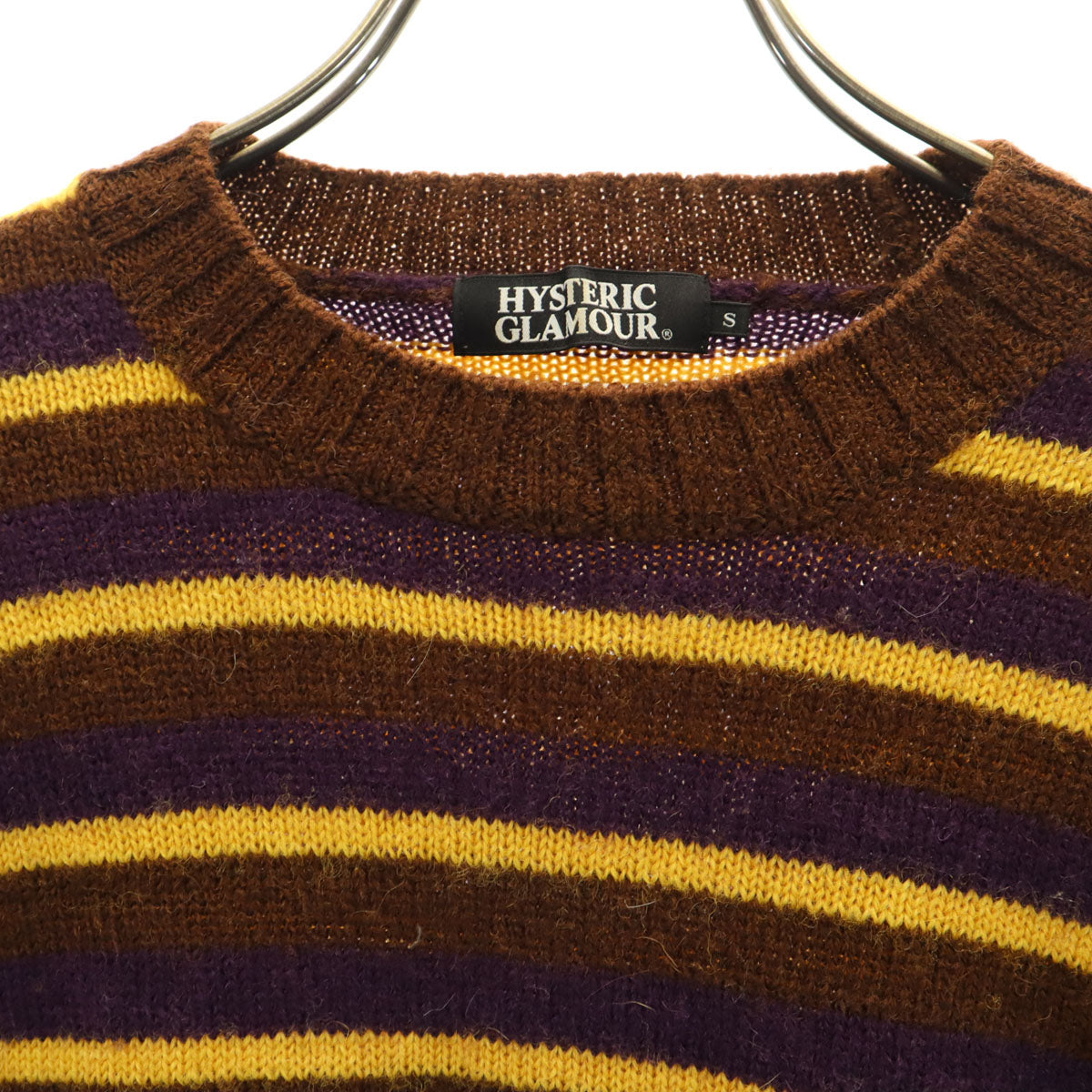 HYSTERIC GLAMOUR ヒステリックグラマー ウール 100% ボーダー柄 長袖 セーター S ブラウン系 ニット メンズ