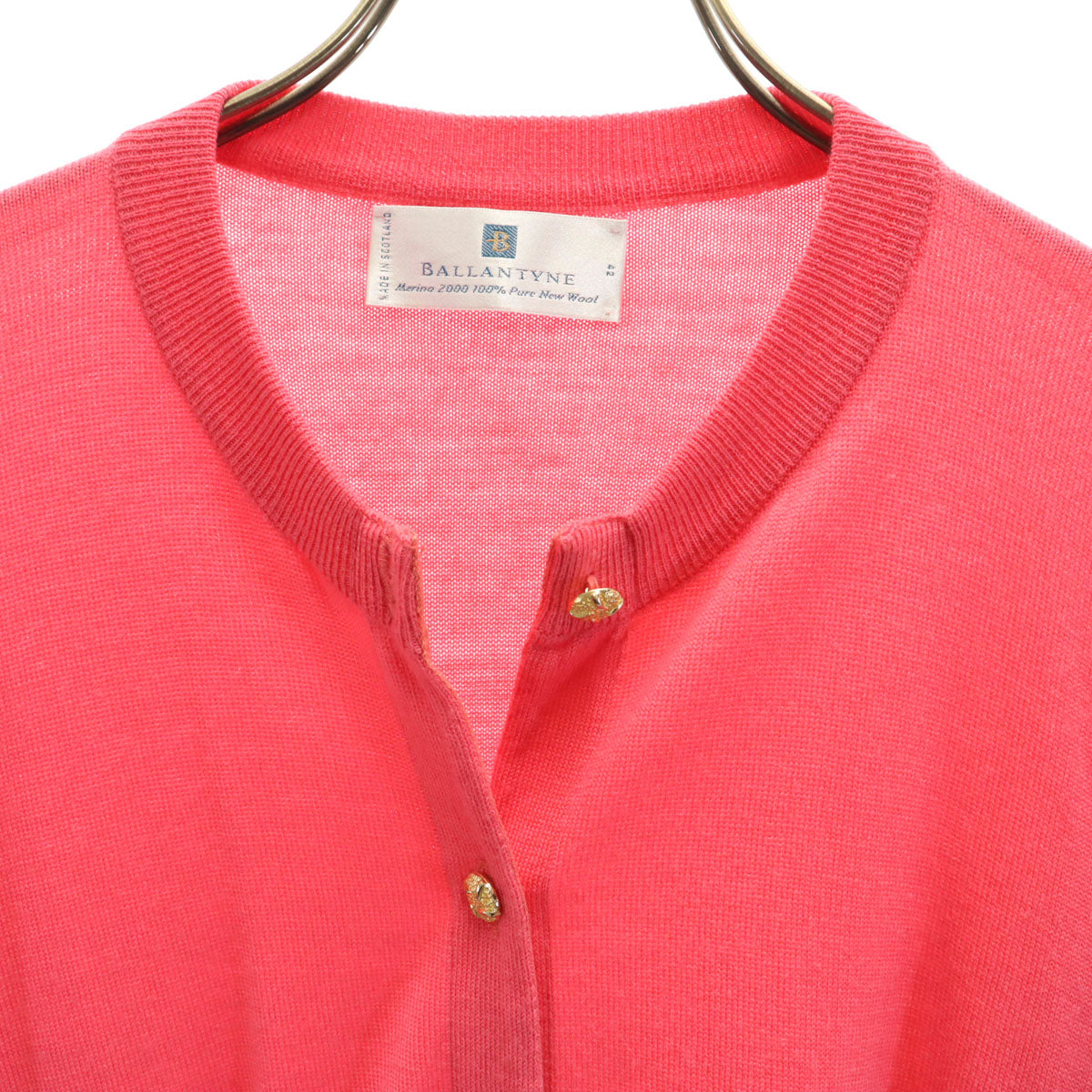 BALLANTYNE バランタイン ウール 100% ニットカーディガン 42 ピンク レディース