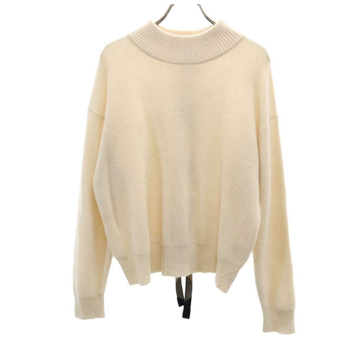 BLUE LABEL ブルーレーベル ウールブレンド 長袖 バックレースアップ セーター 38 アイボリー ニット 三陽商会 レディース