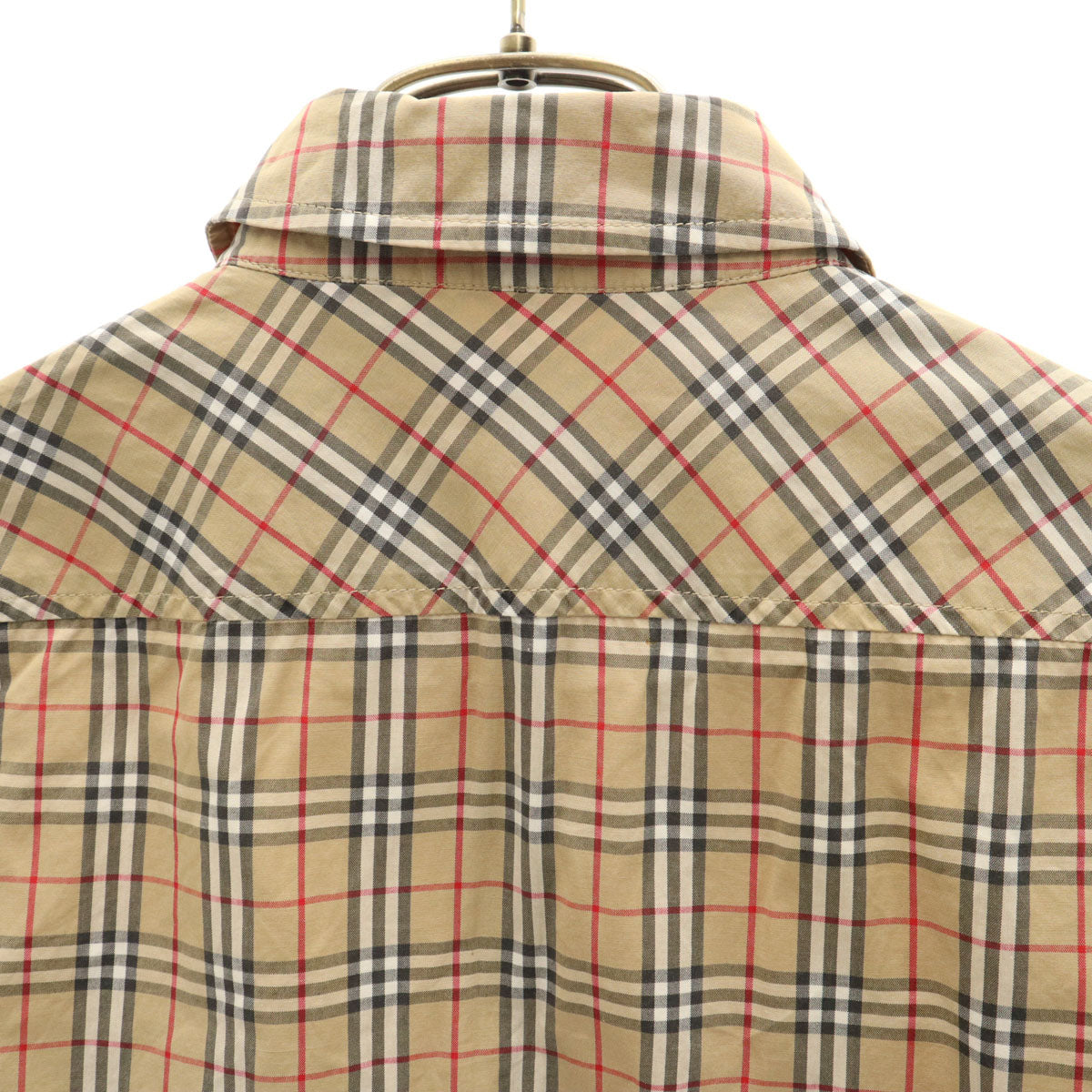 BURBERRY BLUE LABEL バーバリーブルーレーベル 90s オールド ノバチェック柄 長袖 コットンシャツ 38 ベージュ 三陽商会 レディース