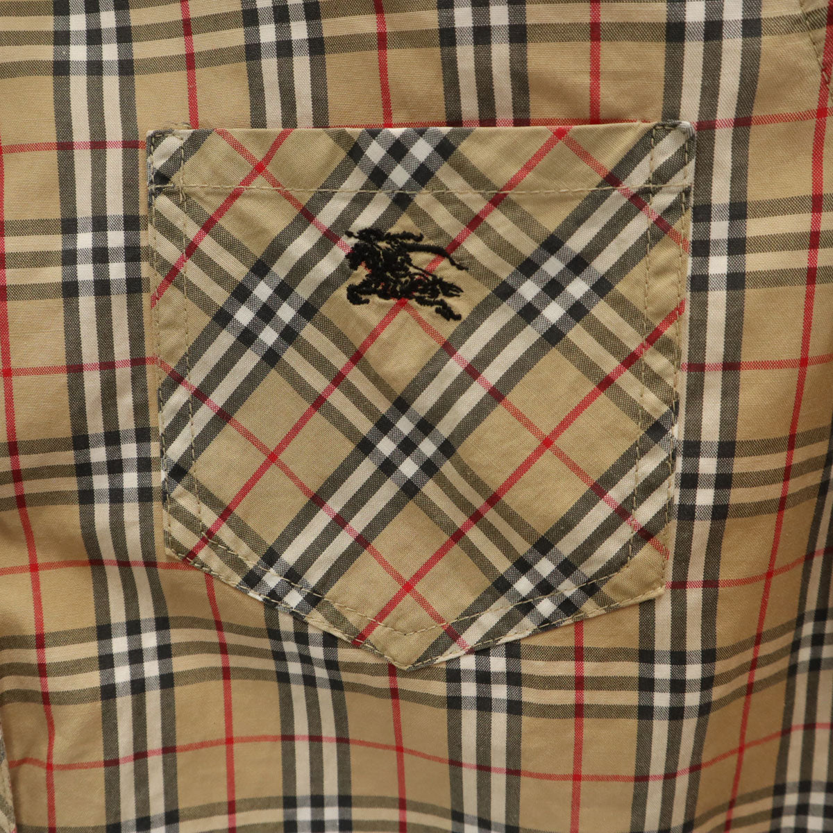 BURBERRY BLUE LABEL バーバリーブルーレーベル 90s オールド ノバチェック柄 長袖 コットンシャツ 38 ベージュ 三陽商会 レディース