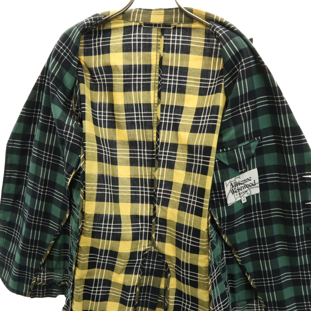 Vivienne WestwoodMAN ヴィヴィアンウエストウッドマン 日本製 チェック柄 テーラードジャケット 44 イエロー系 メンズ