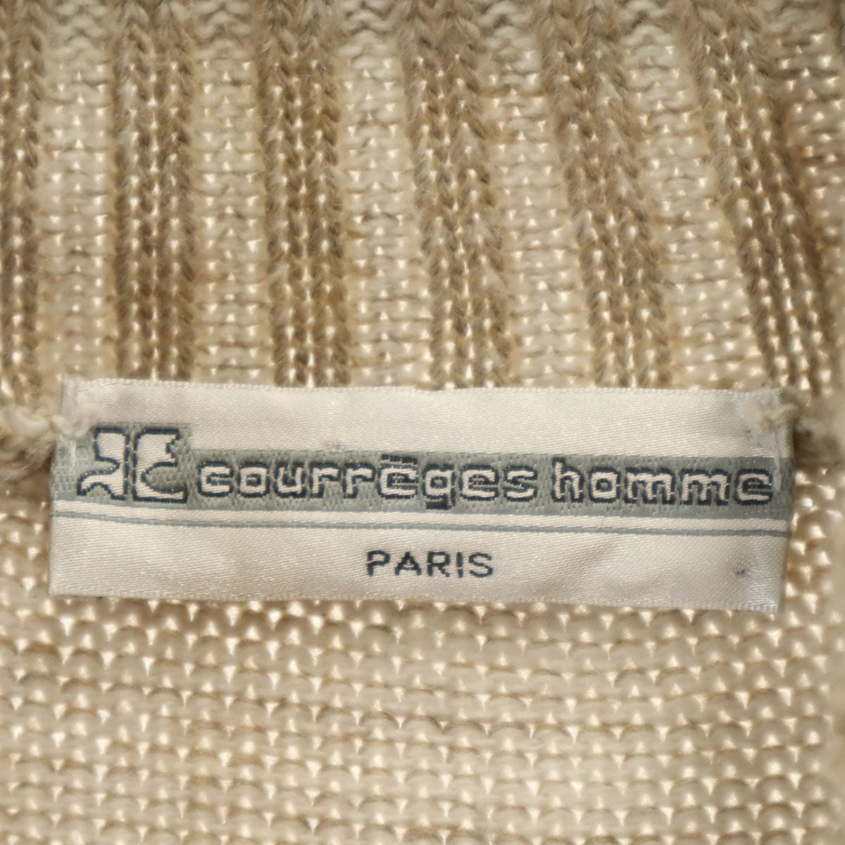 Courr_ges Homme クレージュオム イタリア製 7分袖 タートルネック セーター M グレージュ ニット メンズ