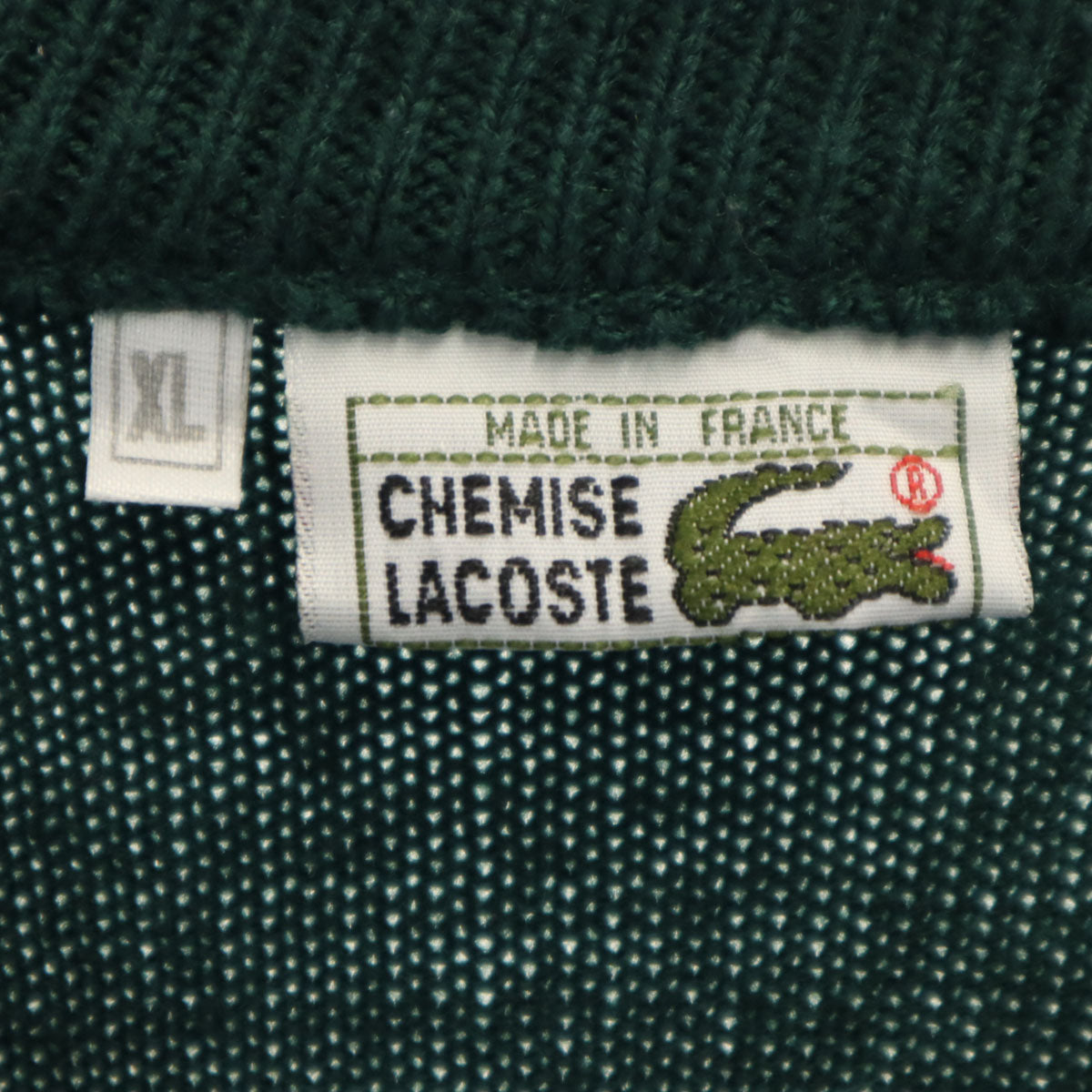 CHEMISE LACOSTE シュミーズラコステ 70s フランス製 ヴィンテージ 長袖 Vネック セーター XL 深緑 ニット メンズ