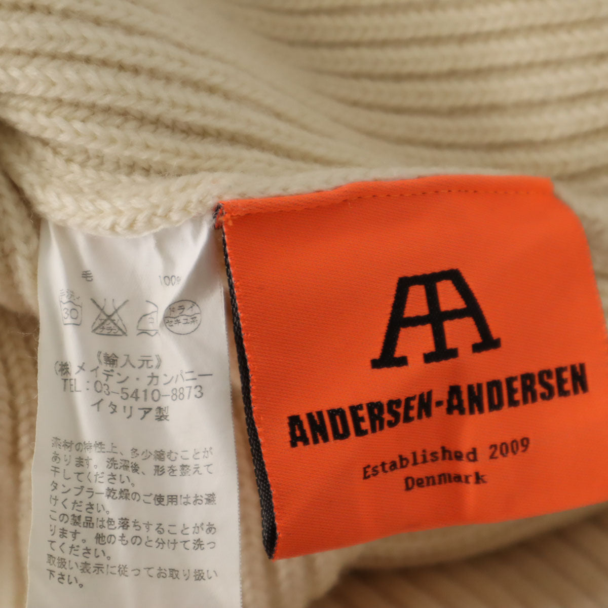 ANDERSEN-ANDERSEN アンデルセンアンデルセン イタリア製 ウール 長袖 ボトルネック ニット XXS ホワイト系 セーター メンズ