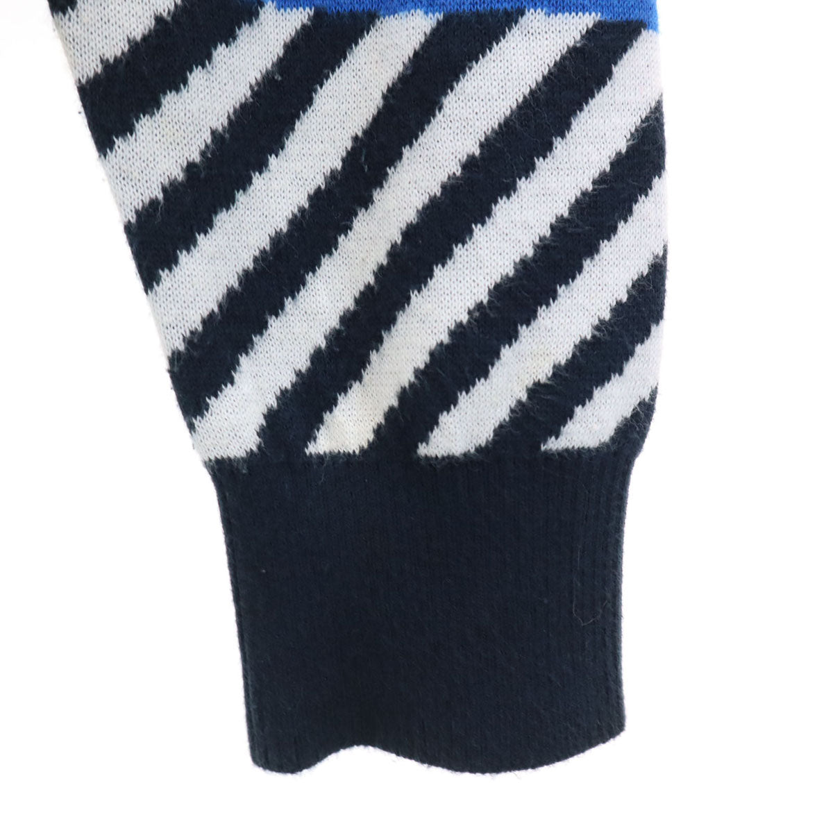 ARMANI EXCHANGE アルマーニエクスチェンジ 斜めストライプ 長袖 セーター XS ホワイト系 ニット メンズ