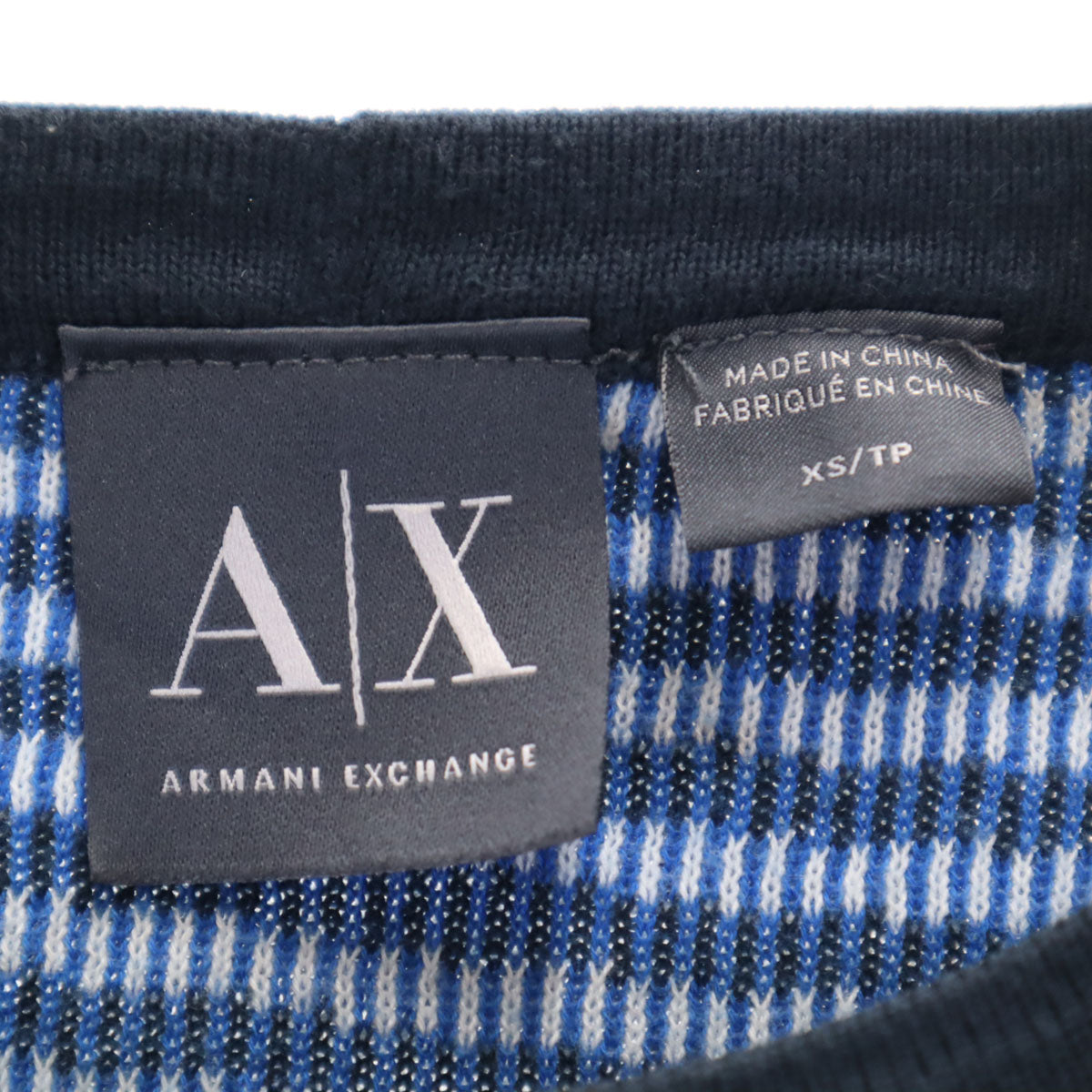 ARMANI EXCHANGE アルマーニエクスチェンジ 斜めストライプ 長袖 セーター XS ホワイト系 ニット メンズ