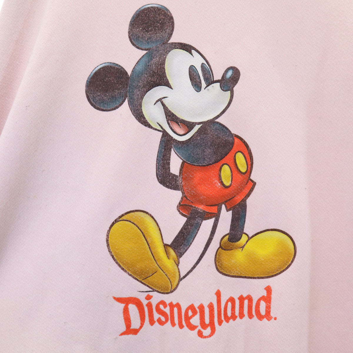 Disneyland ディズニーランド RESORT ミッキーマウス 長袖 トレーナー ピンク系 スウェット 裏起毛 メンズ