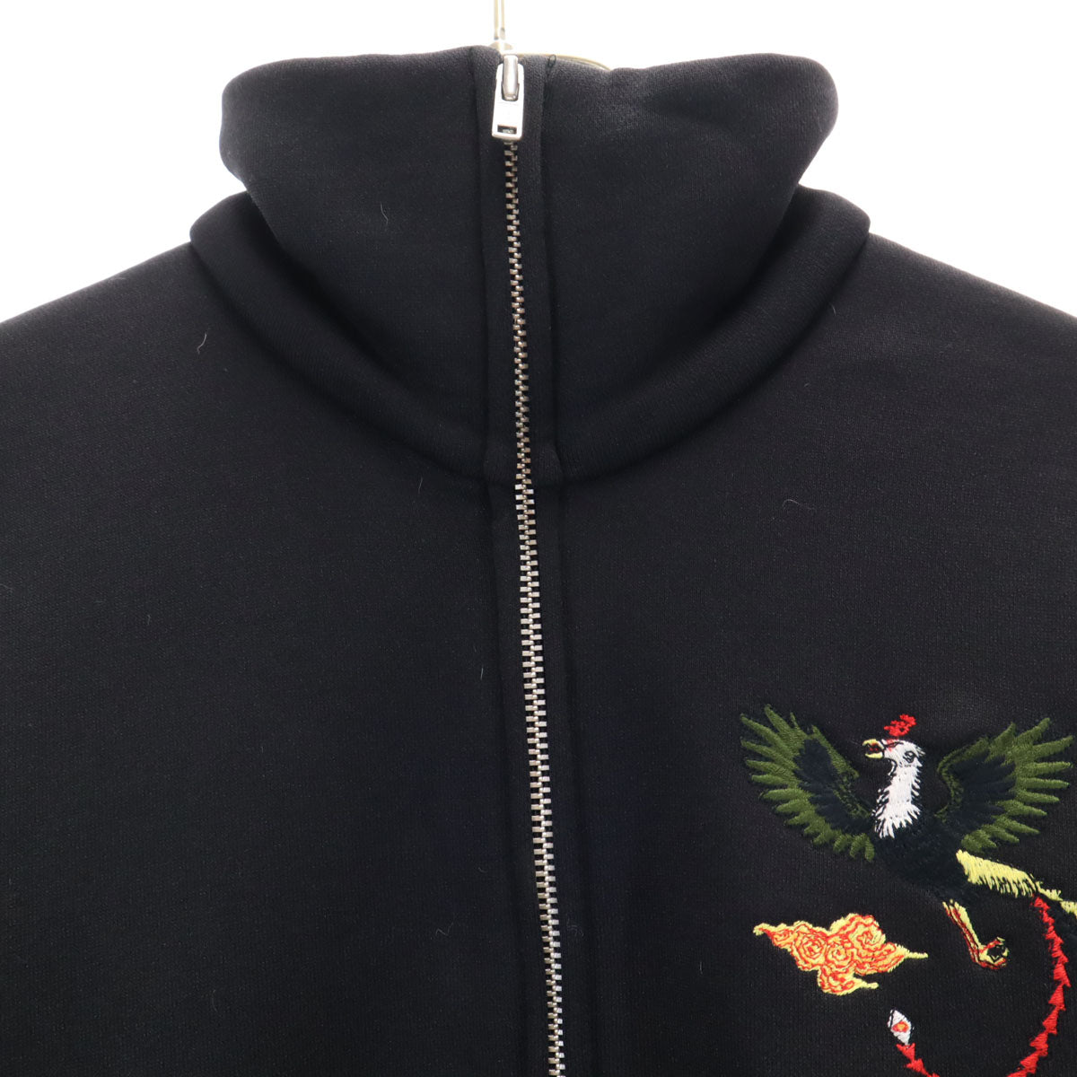 OZONE ROCKS オゾンロックス 日本製 バック刺_ ハイネック ジップジャケット S ブラック系 裏起毛 レディース