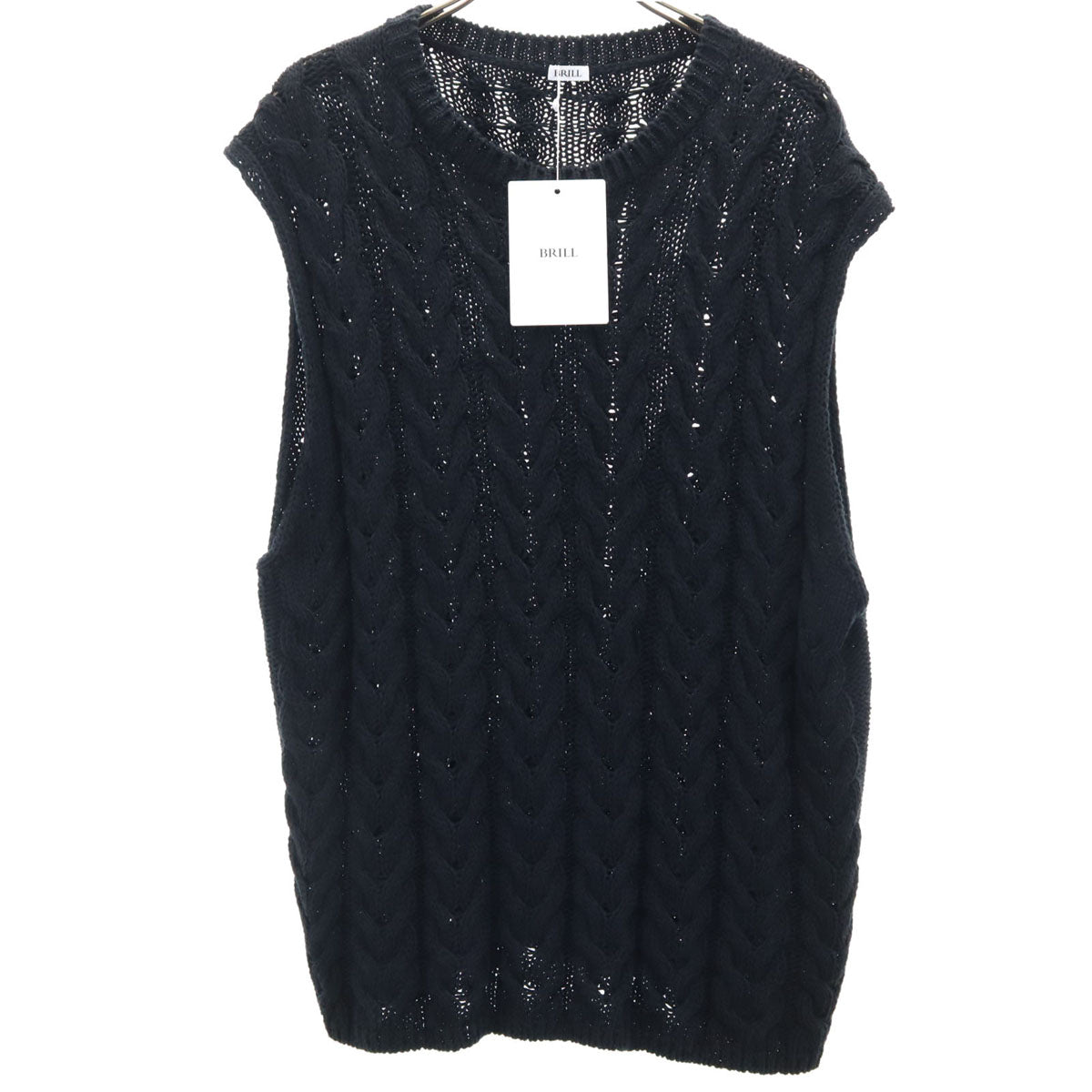 未使用 BRILL ブリル ケーブル編み ベスト F ブラック系 ニット メンズ