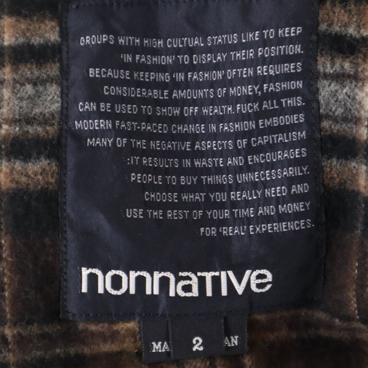 nonnative ノンネイティブ 日本製 チェック 長袖 ネルシャツ 2 ブラウン系 メンズ