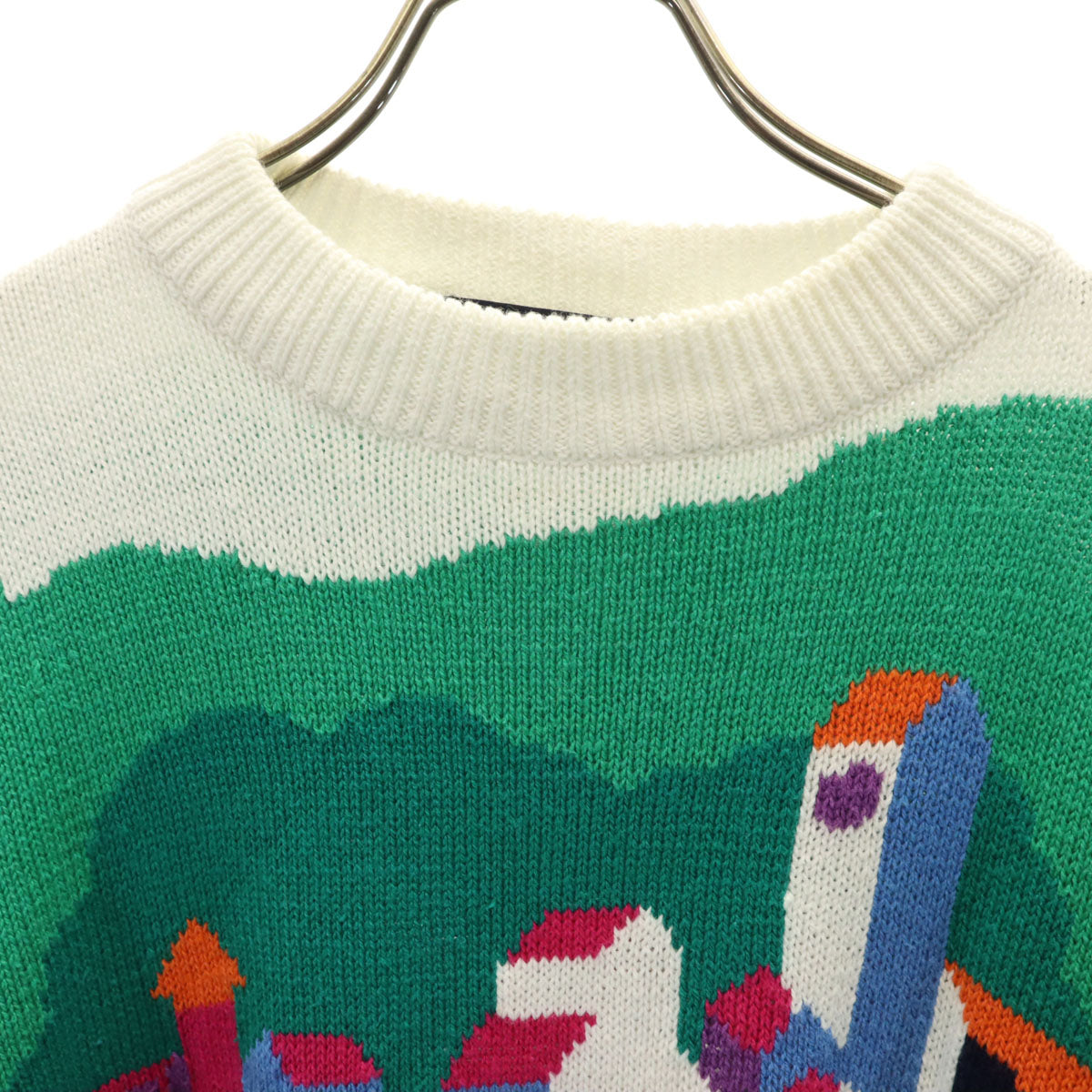 NAUTICA ノーティカ 90s オールド 総柄 長袖 セーター M 水色 ニット メンズ