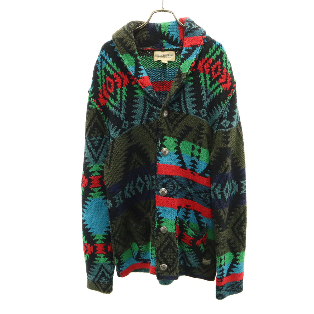 DENIMU＆SUPPLY RALPH LAUREN デニムアンドサプライ ラルフローレン ネイティブ柄 長袖 ショールカラー カウチン ニットカーディガン S メンズ