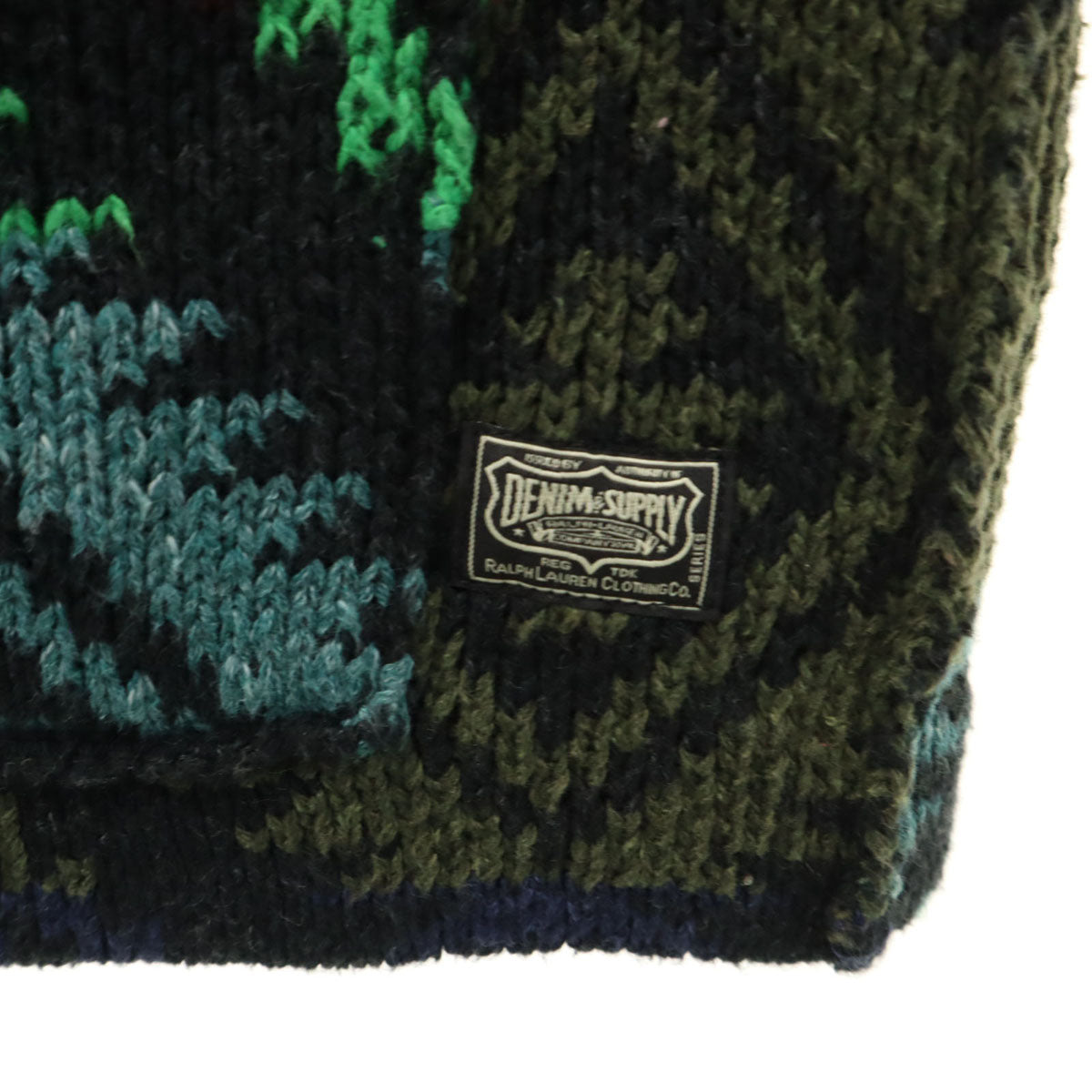 DENIMU＆SUPPLY RALPH LAUREN デニムアンドサプライ ラルフローレン ネイティブ柄 長袖 ショールカラー カウチン ニットカーディガン S メンズ