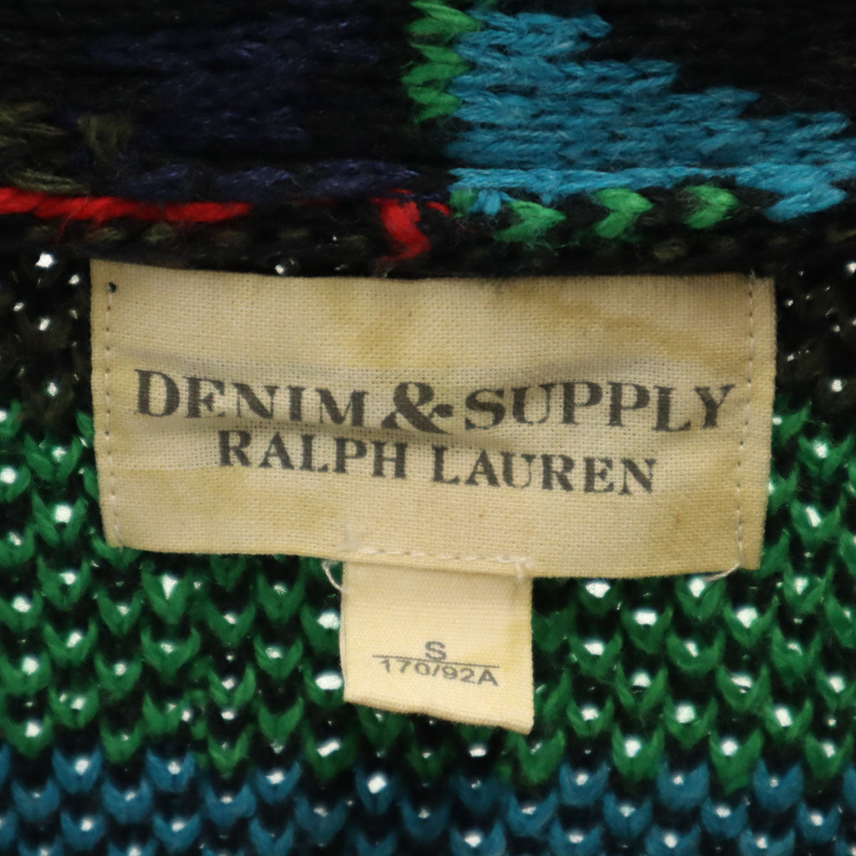 DENIMU＆SUPPLY RALPH LAUREN デニムアンドサプライ ラルフローレン ネイティブ柄 長袖 ショールカラー カウチン ニットカーディガン S メンズ