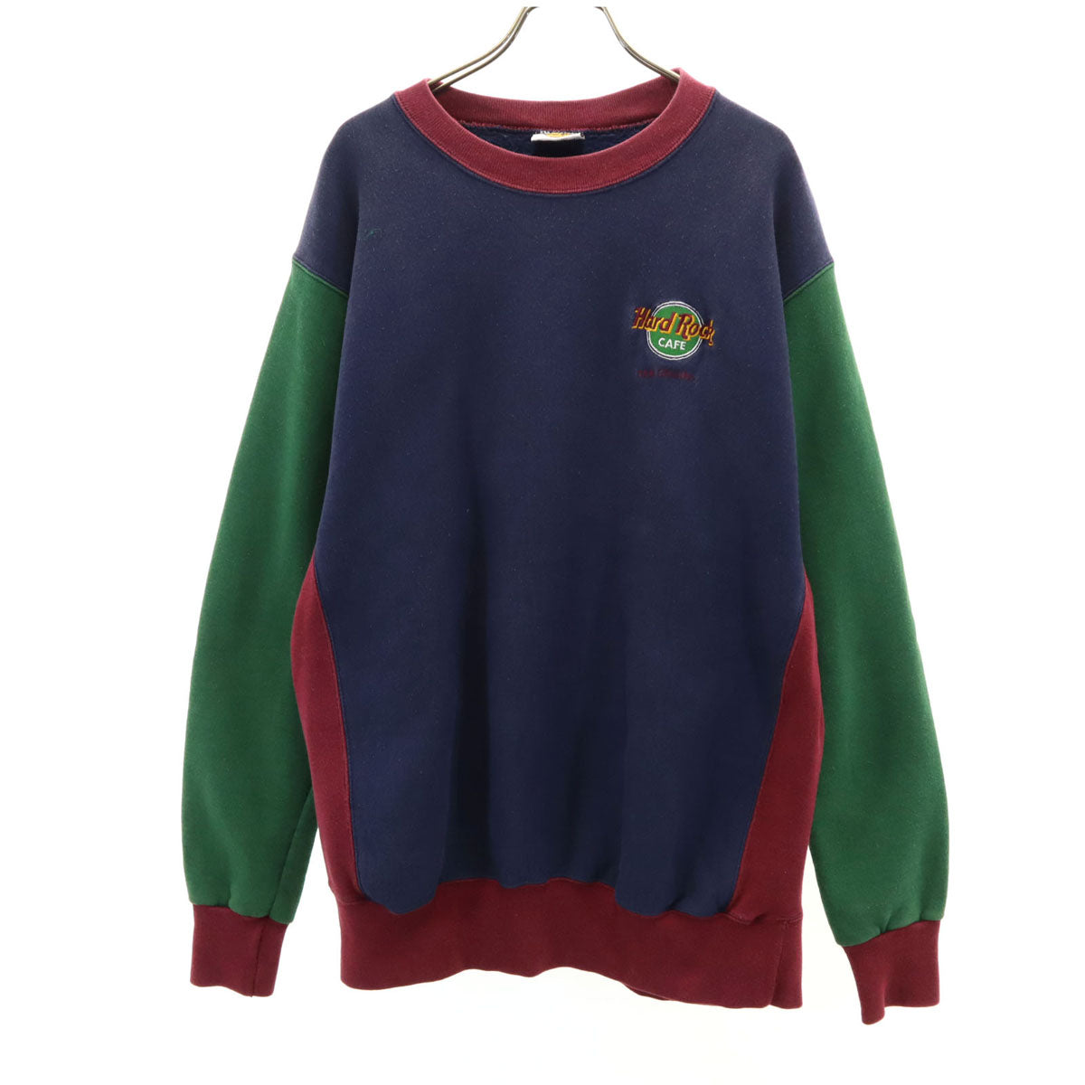 HARD ROCK CAFE ハードロックカフェ 90s USA製 オールド 長袖 スウェット トレーナー L ネイビー系 裏起毛 メンズ
