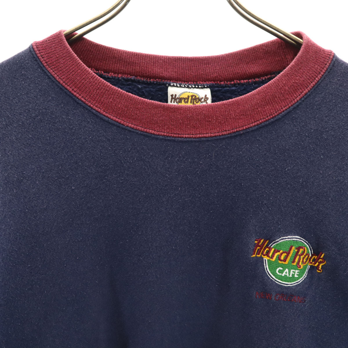 HARD ROCK CAFE ハードロックカフェ 90s USA製 オールド 長袖 スウェット トレーナー L ネイビー系 裏起毛 メンズ