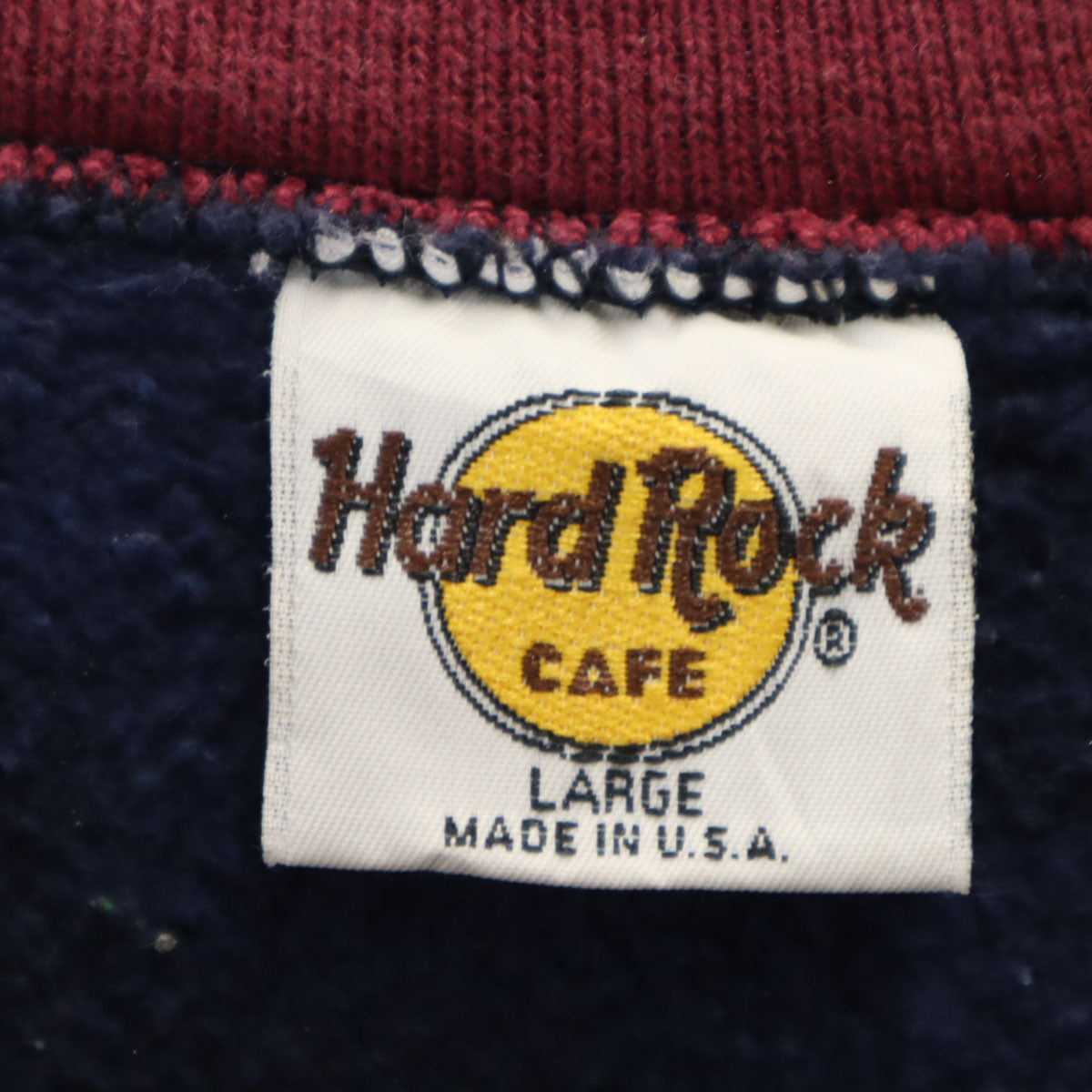 HARD ROCK CAFE ハードロックカフェ 90s USA製 オールド 長袖 スウェット トレーナー L ネイビー系 裏起毛 メンズ