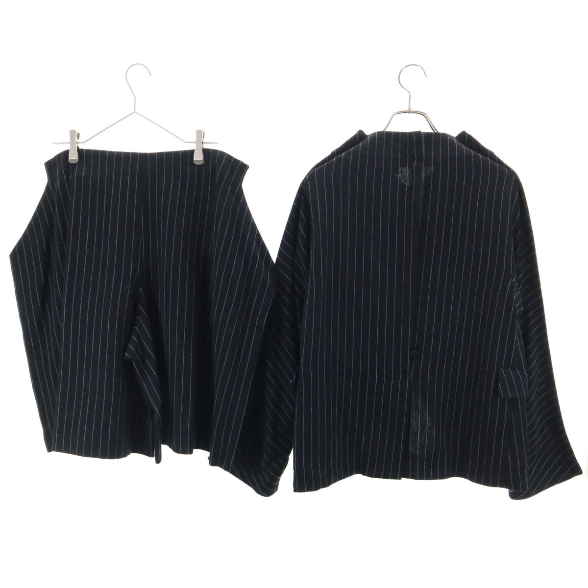 COMME des GARCONS コムデギャルソン 2012年 日本製 ストライプ柄 ニットジャケット 上下 セットアップ S ブラック レディース