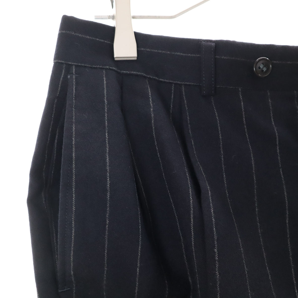 Paul Smith LONDON ポールスミスロンドン 日本製 ストライプ柄 イー・トーマス生地 Super100’s ダブル スーツ 上下 セットアップ L 濃紺 メンズ