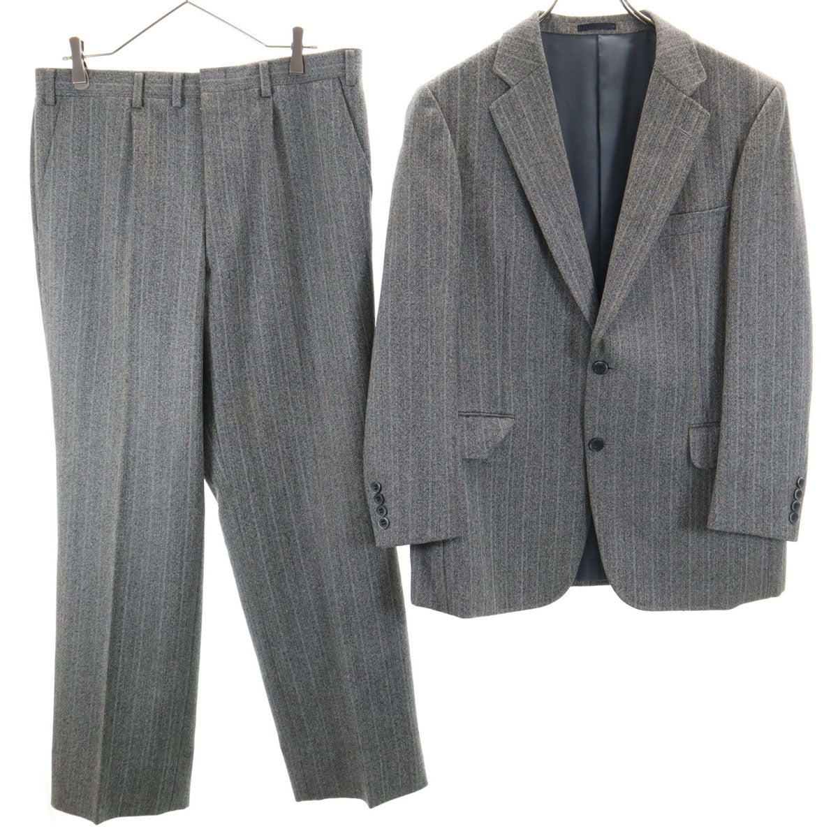 Burberrys バーバリーズ 90s オールド ヘリンボーン柄 スーツ 上下 セットアップ BE5 グレー メンズ