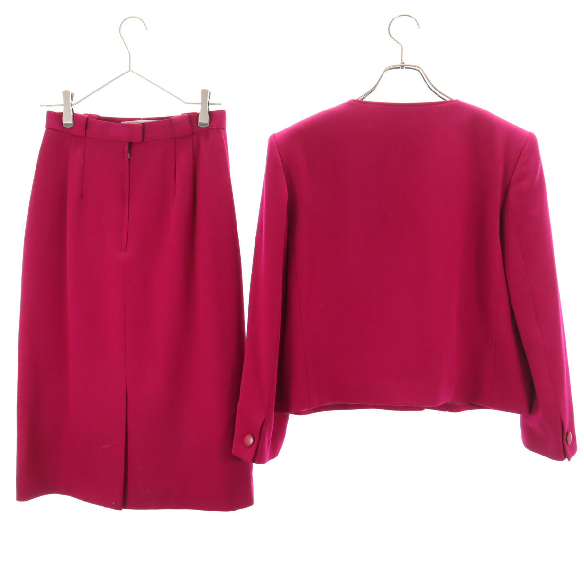 Christian Dior PRET-A-PORTER クリスチャンディオール プレタポルテ 90s オールド ノーカラージャケット 上下 セットアップ L マゼンタ レディース