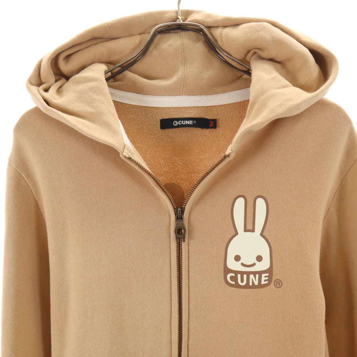 CUNE キューン 日本製 長袖 スウェット ジップパーカー 2 ベージュ メンズ