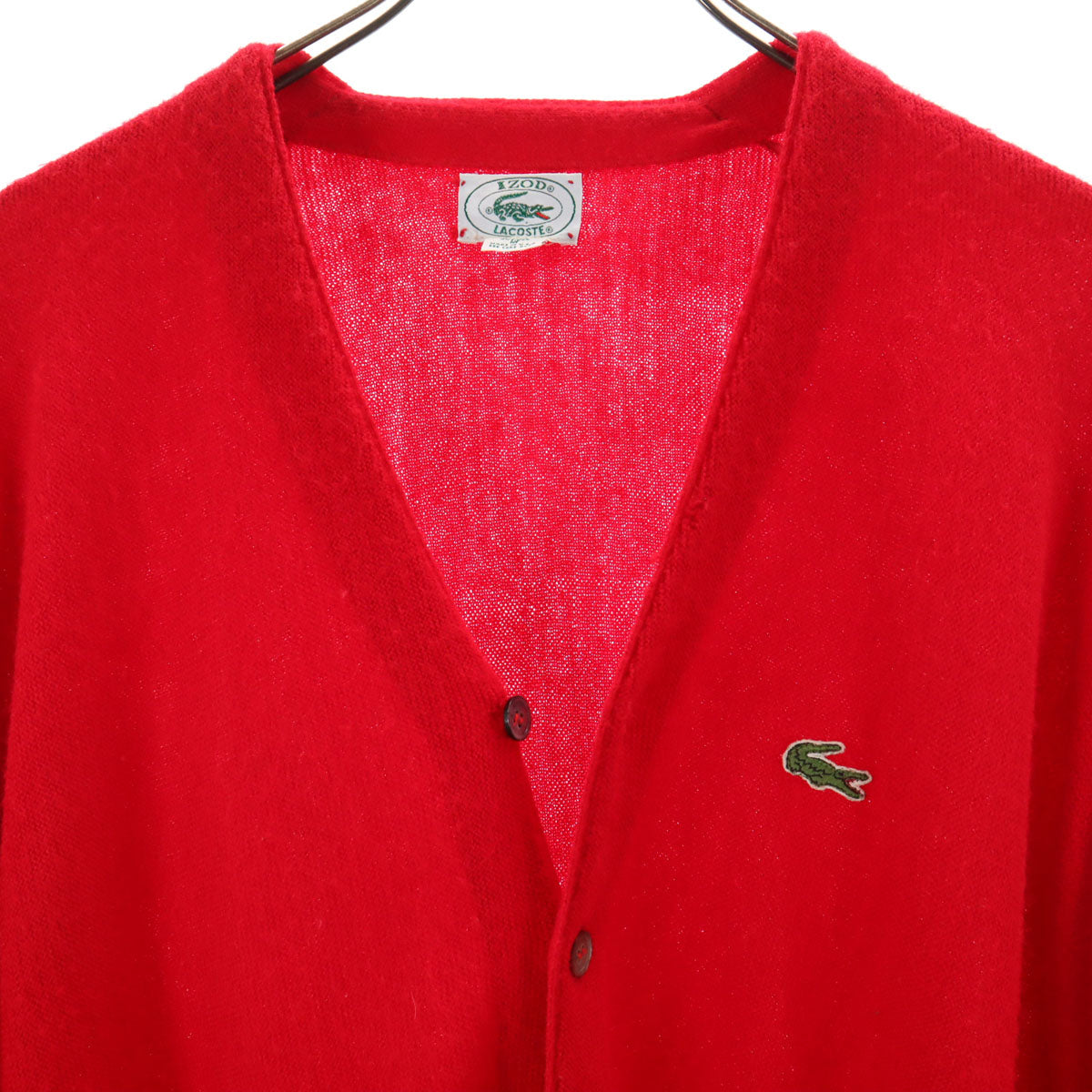 IZOD LACOSTE アイゾットラコステ 90s アクリル オールド 長袖 ニットカーディガン M レッド メンズ
