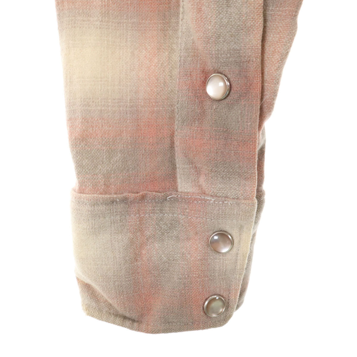 PENDLETON ペンドルトン 70s ヴィンテージ チェック柄 長袖 ウエスタンシャツ L ベージュ系 メンズ