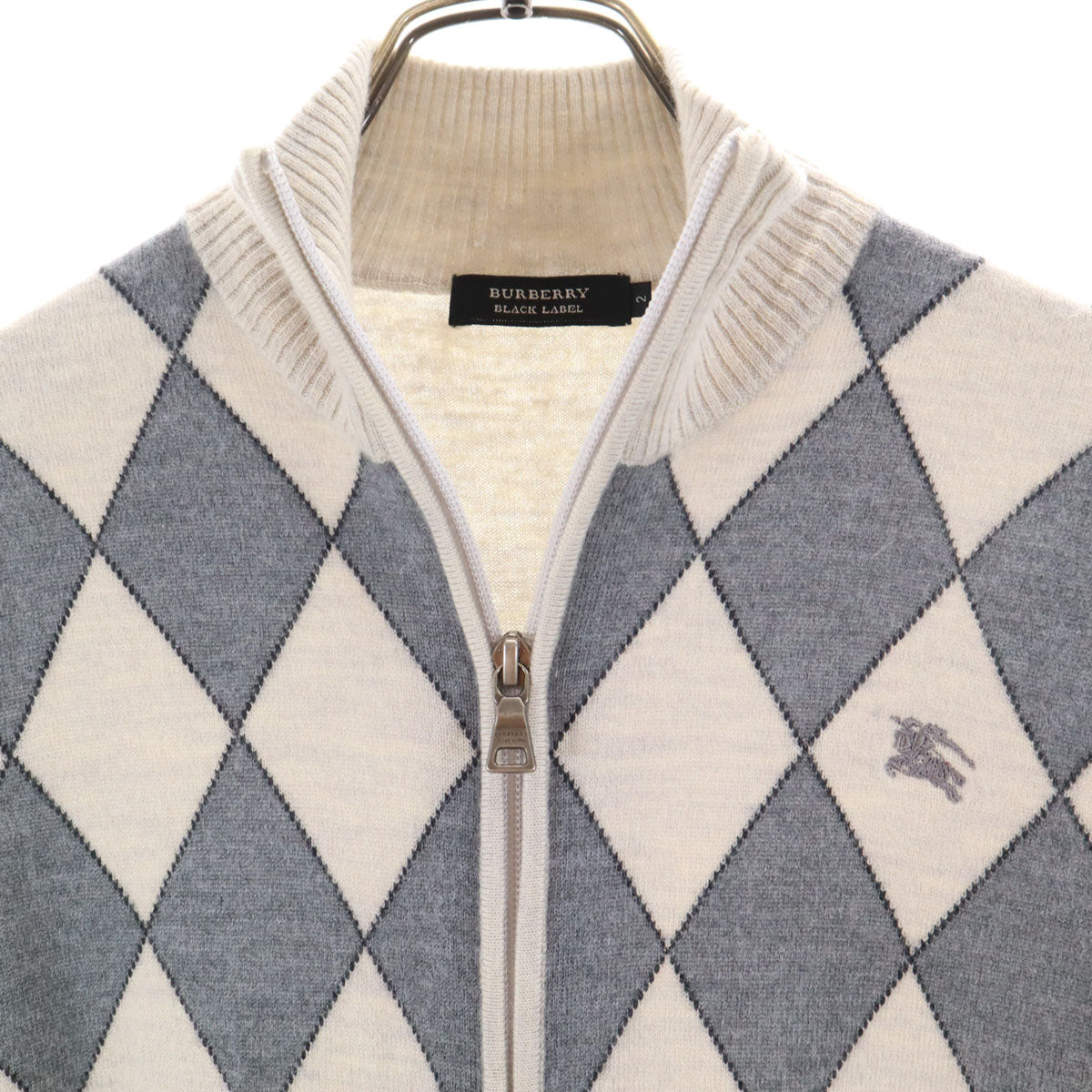 BURBERRY BLACK LABEL バーバリーブラックレーベル ウール 長袖 ニットジャケット 2 グレー 三陽商会 メンズ