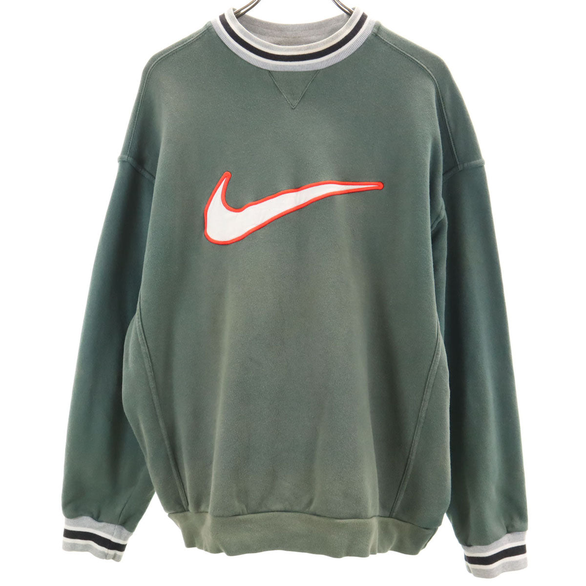 NIKE ナイキ 90s 00s オールド 白タグ 長袖 スウェット トレーナー M カーキ 裏起毛 メンズ