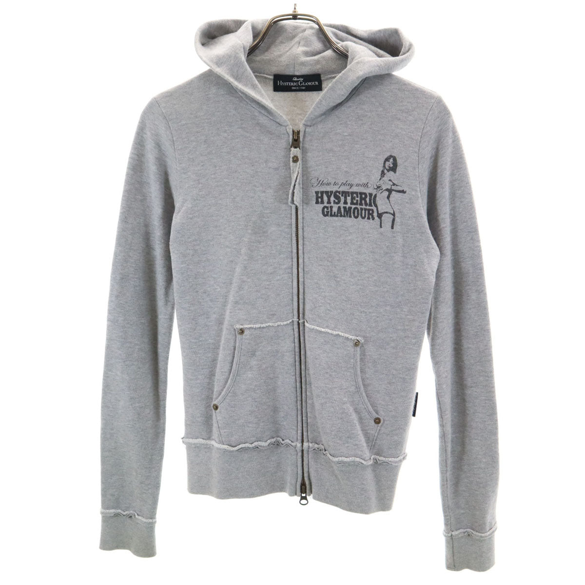 HYSTERIC GLAMOUR ヒステリックグラマー 日本製 長袖 ジップパーカー F グレー レディース