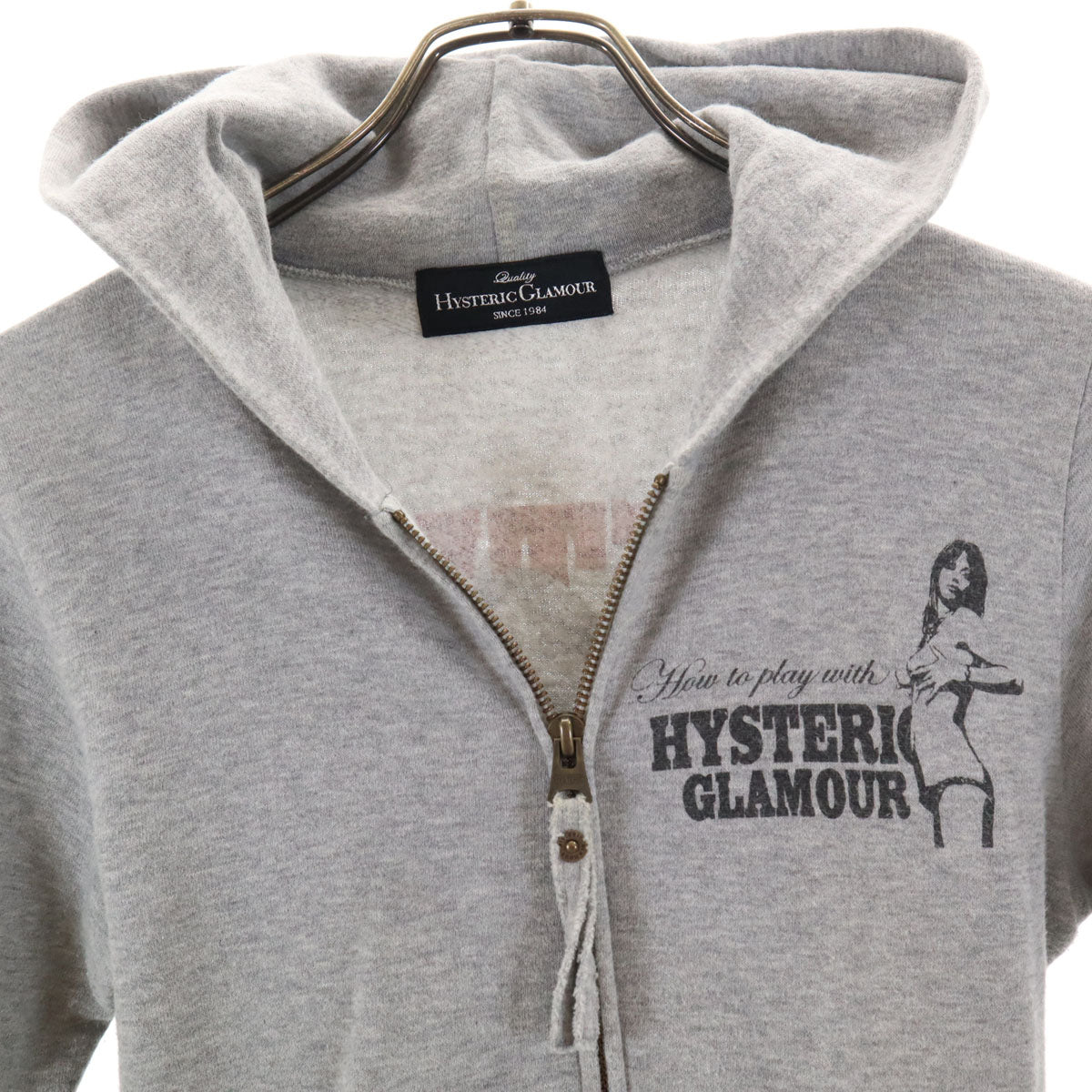 HYSTERIC GLAMOUR ヒステリックグラマー 日本製 長袖 ジップパーカー F グレー レディース