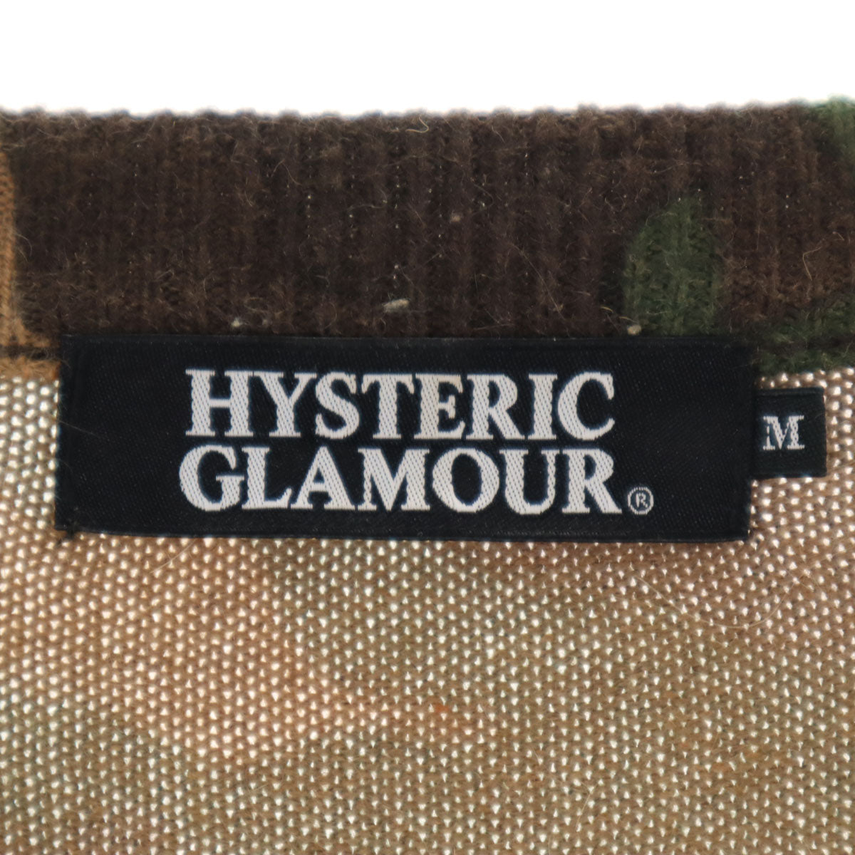 HYSTERIC GLAMOUR ヒステリックグラマー 日本製 迷彩柄 長袖 ニットカーディガン M カーキ メンズ