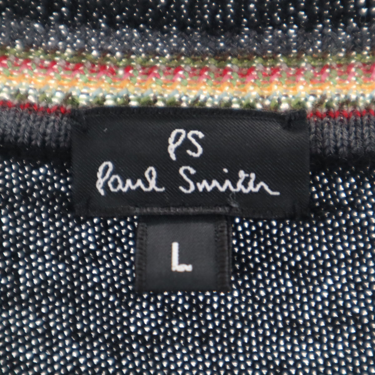 PS Paul Smith ピーエスポールスミス 長袖 Vネック セーター L ブラック ニット メンズ
